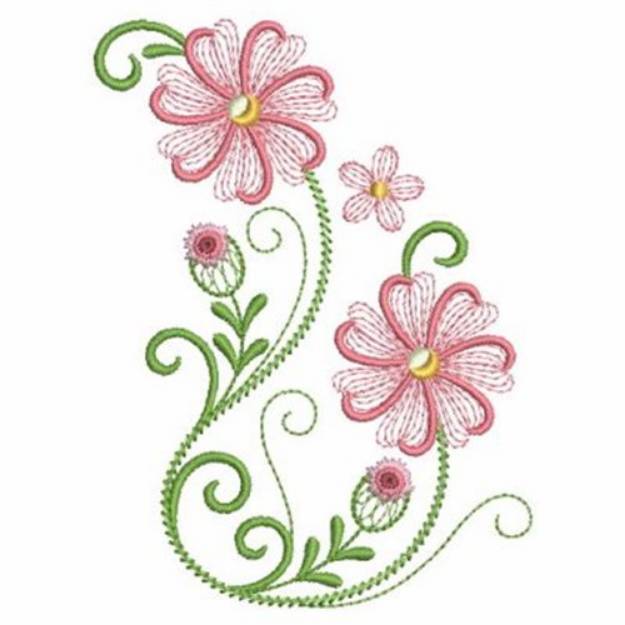 Swirly Pink Flowers Machine Embroidery Design | Embroidery Library at ...