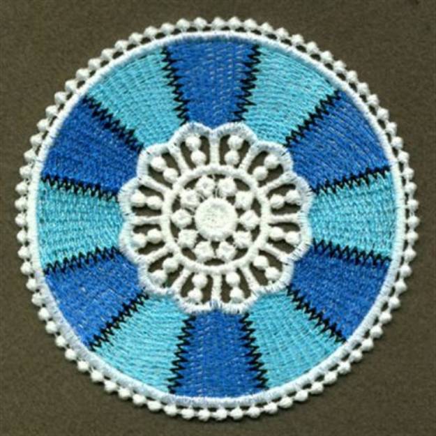 Picture of FSL Blue Floral Doily Machine Embroidery Design