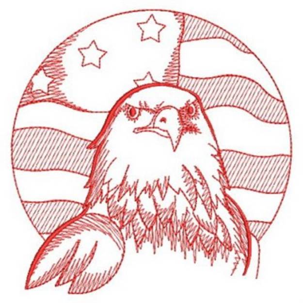 Picture of Redwork Patriotic Eagle Machine Embroidery Design