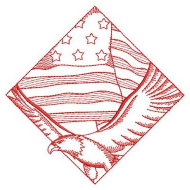 Picture of Redwork Eagle Soaring Machine Embroidery Design