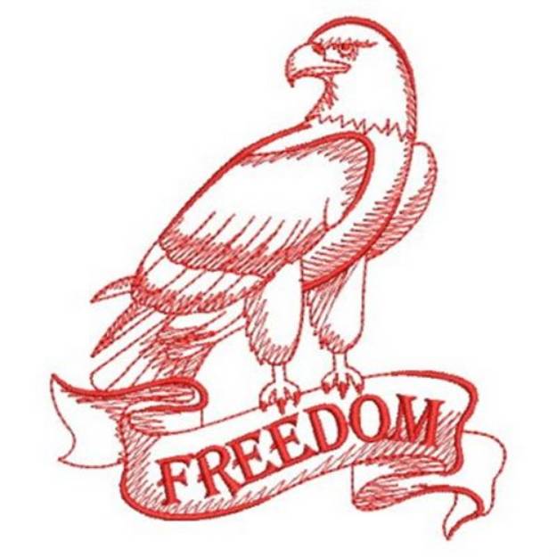 Picture of Redwork Eagle Freedom Machine Embroidery Design