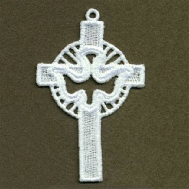 Picture of FSL  White Cross & Dove Machine Embroidery Design