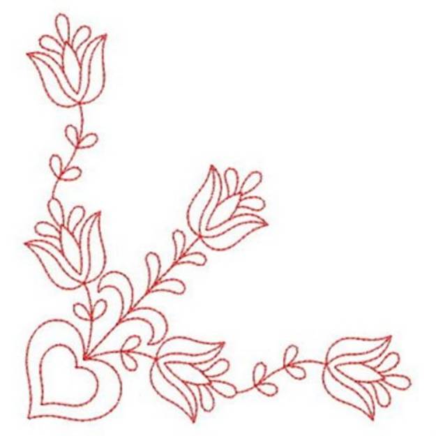 Redwork Floral Corner Machine Embroidery Design | Embroidery Library at ...