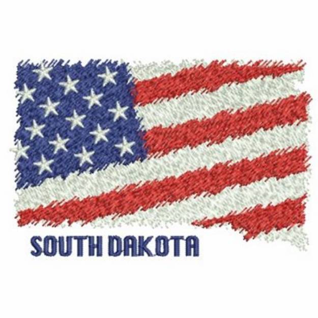 Picture of Patriotic South Dakota Map Machine Embroidery Design