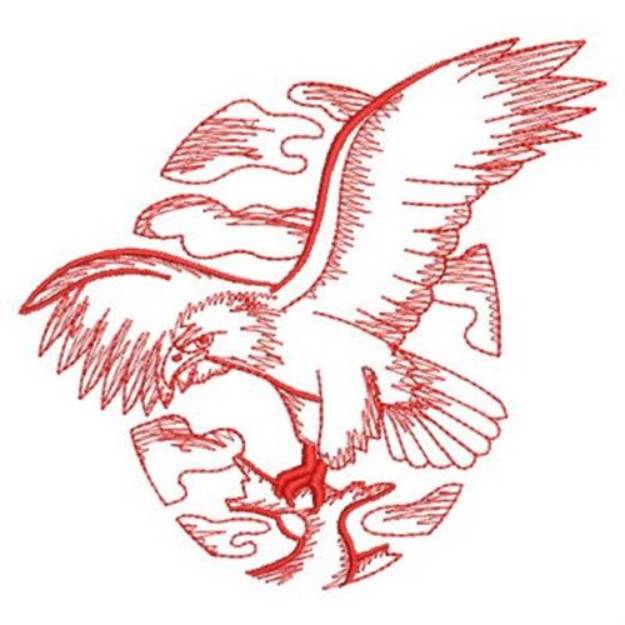 Picture of Redwork Eagle Oval Machine Embroidery Design