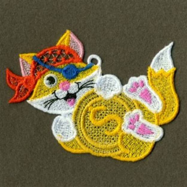 Picture of FSL Pirate Cat & Gold Machine Embroidery Design