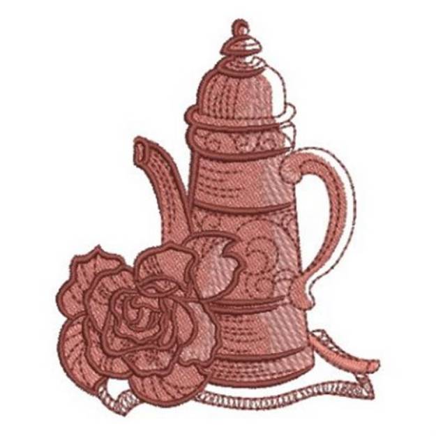 Picture of Sketched Teapot & Flower Machine Embroidery Design