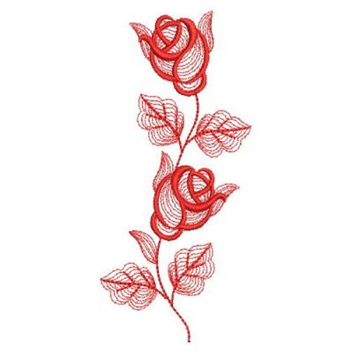 Redwork Rippled Roses Machine Embroidery Design