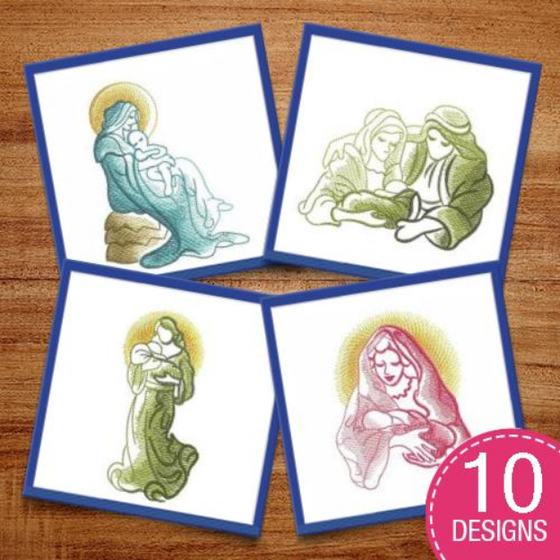 Picture of Sketched Nativity Embroidery Design Pack