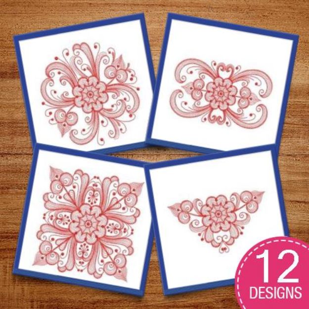 Redwork Rosemaling Decor 2 Embroidery Design Pack | Embroidery