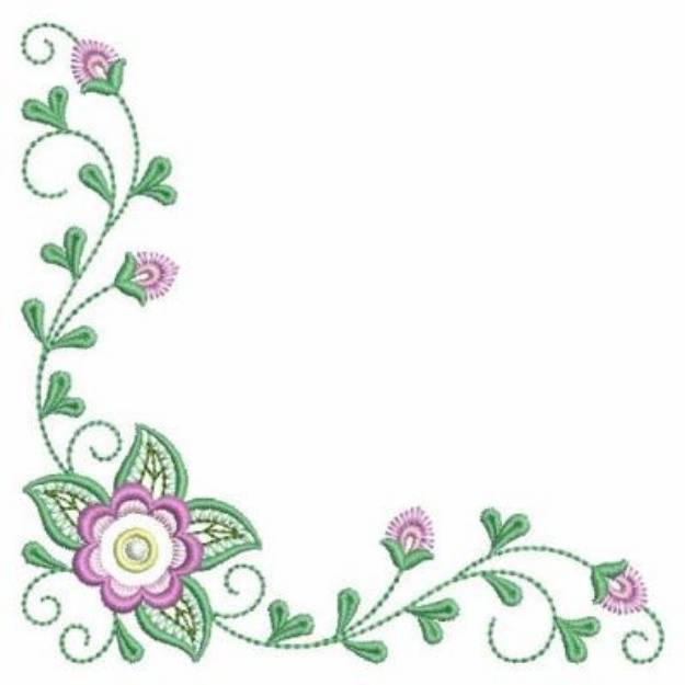 Colorful Flower Corners Machine Embroidery Design | Embroidery Library ...