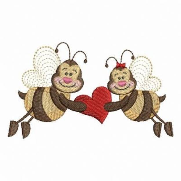 Picture of Valentine Bee Machine Embroidery Design