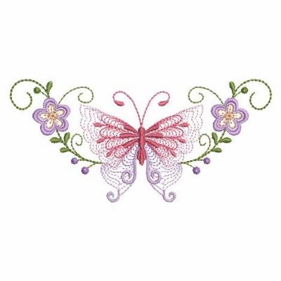 Rippled Pink Butterfly Corner Machine Embroidery Design | Embroidery ...