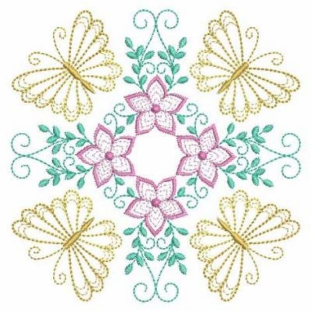 Square Butterfly Flowers Machine Embroidery Design | Embroidery Library ...