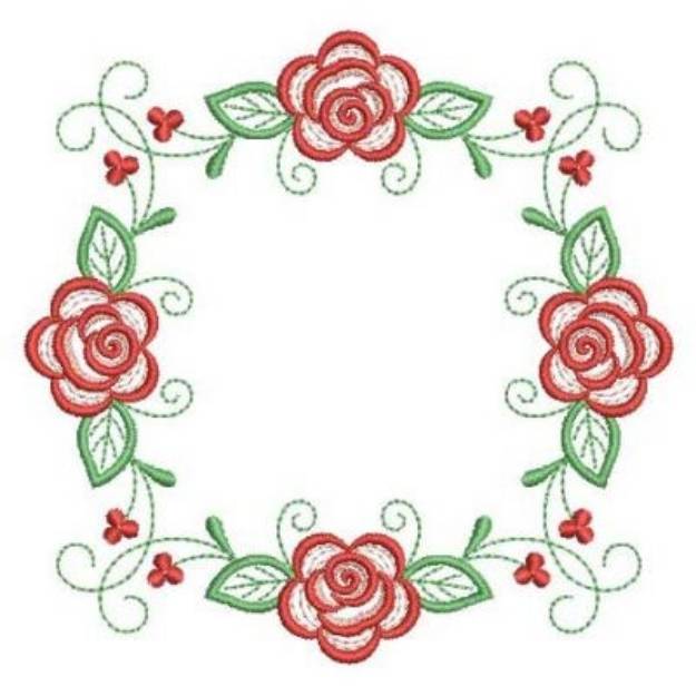 Picture of Red Rose Quilt Block Machine Embroidery Design