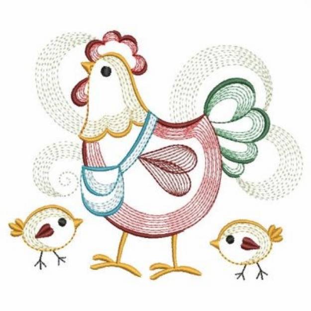 Picture of Country Chickens Machine Embroidery Design