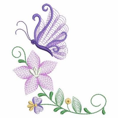 Floral Butterfly Machine Embroidery Design 