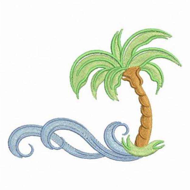 Picture of Palm Tree Waves Machine Embroidery Design