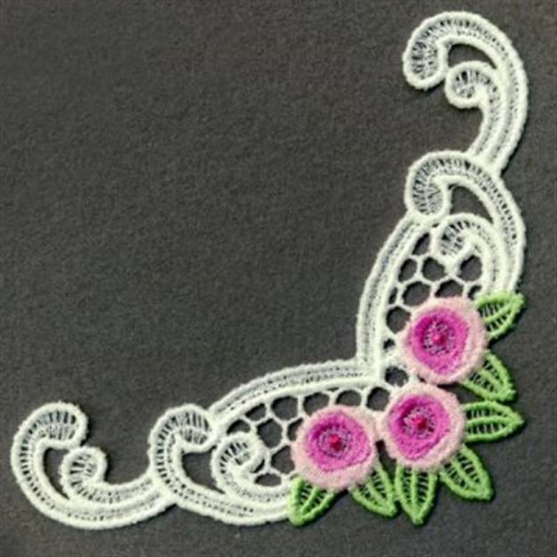 Picture of FSL Rose Corner Machine Embroidery Design