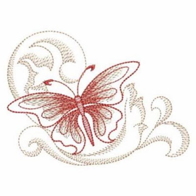 Picture of Red Butterfly Machine Embroidery Design