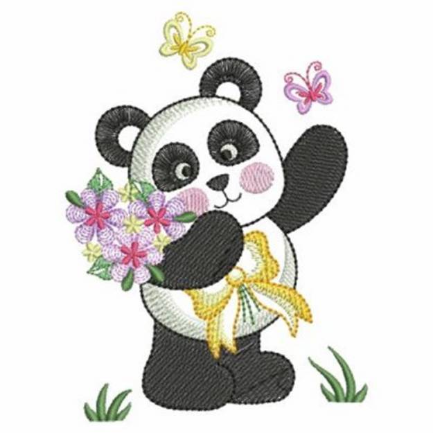 Picture of Panda & Butterflies Machine Embroidery Design