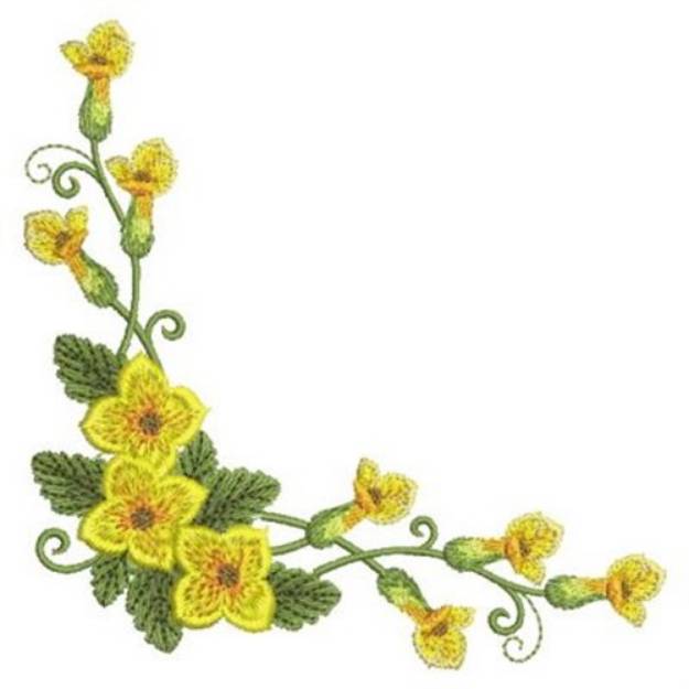 Yellow Floral Corner Machine Embroidery Design | Embroidery Library at ...