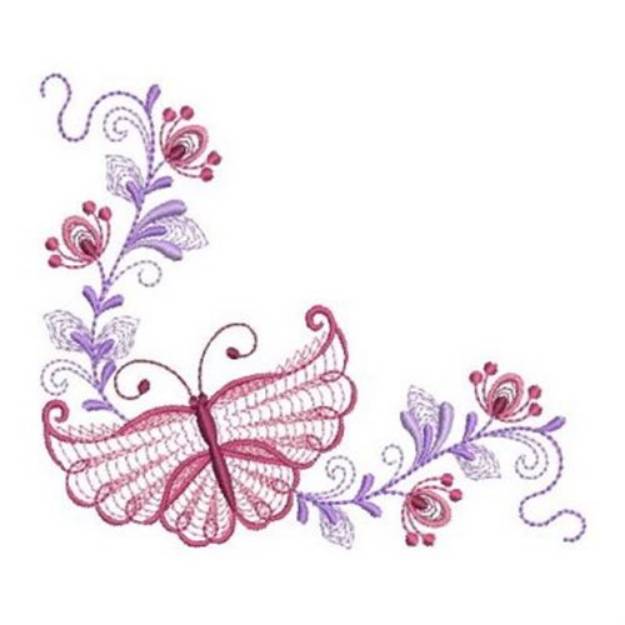 Butterfly Corners Machine Embroidery Design | Embroidery Library at ...