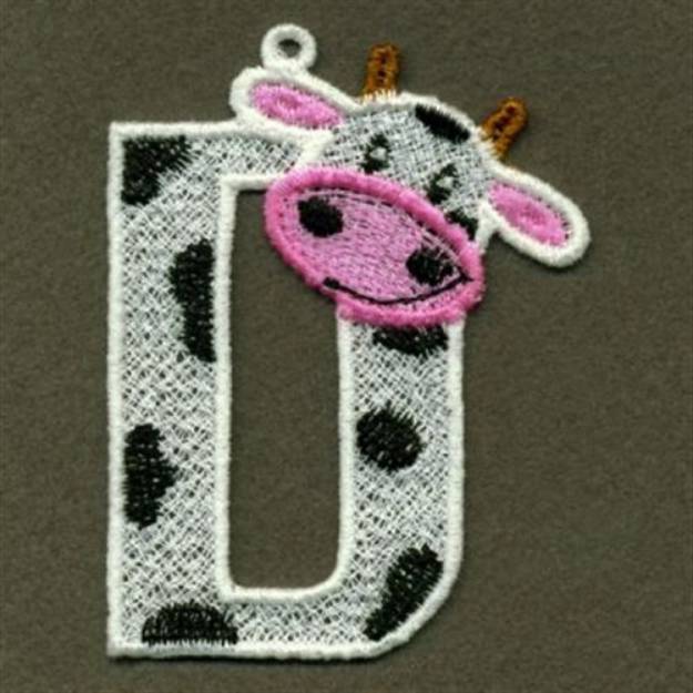 Picture of FSL Cow Letter D Machine Embroidery Design