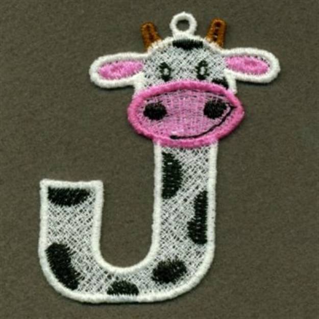 Picture of FSL Cow Letter J Machine Embroidery Design