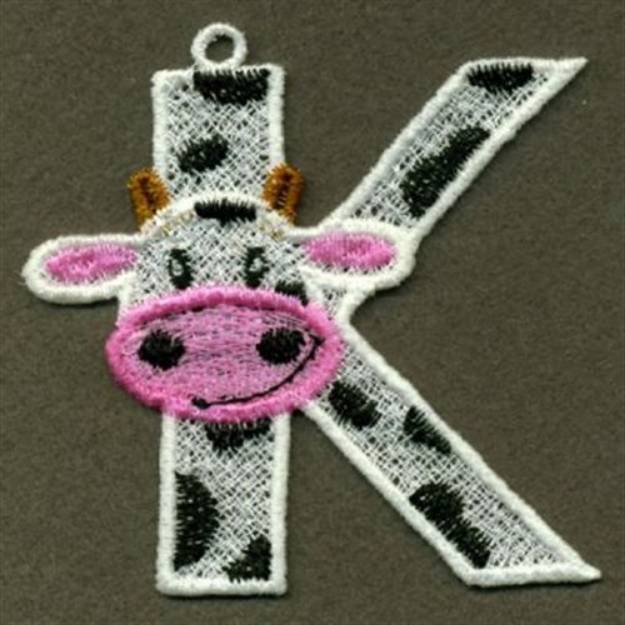 Picture of FSL Cow Letter K Machine Embroidery Design