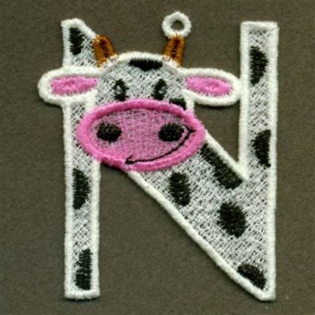 Picture of FSL Cow Letter N Machine Embroidery Design