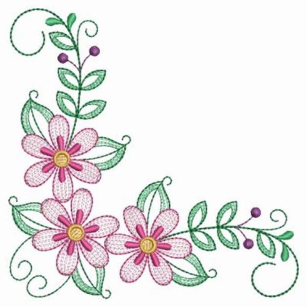 Heirloom Rippled Floral Corner Machine Embroidery Design | Embroidery ...