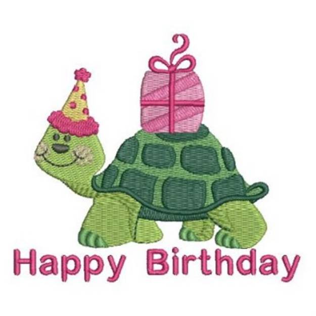 Picture of Happy Birthday Turtle Machine Embroidery Design