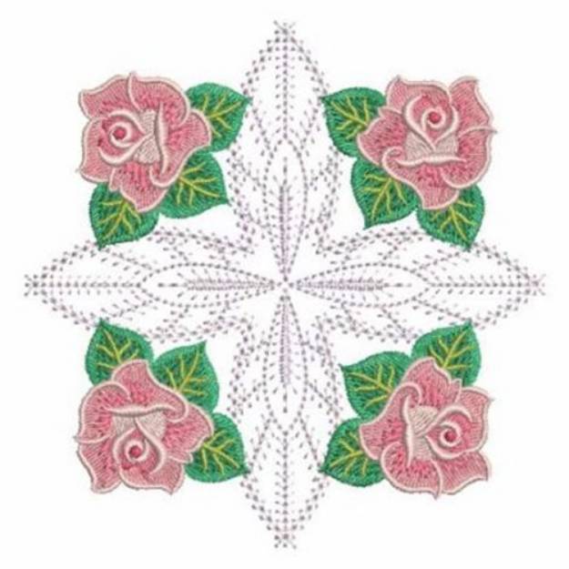 Picture of Rose Corner Block Machine Embroidery Design