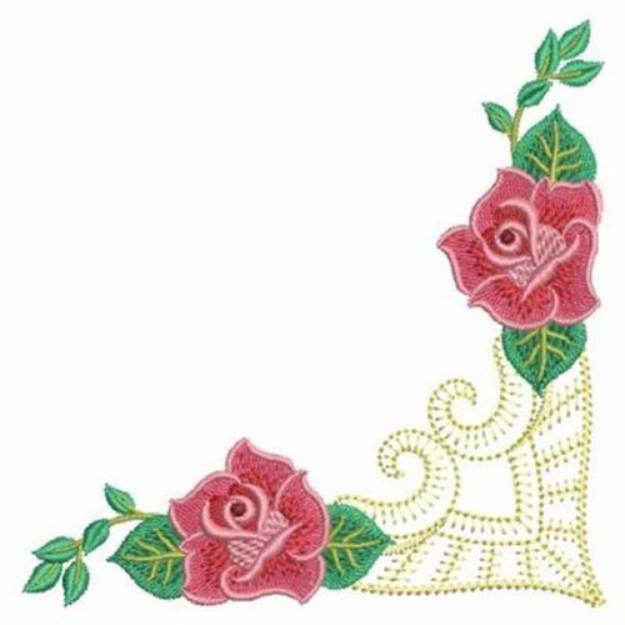 Heirloom Rose Corner Border Machine Embroidery Design | Embroidery ...