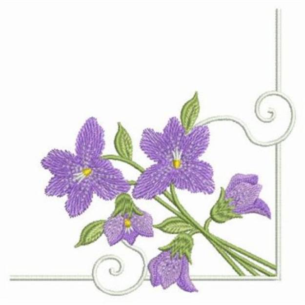 Picture of Purple Flower Corner Machine Embroidery Design