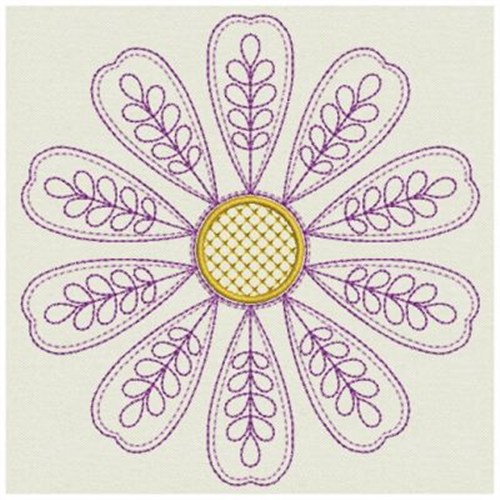 Floral Quilt Block Machine Embroidery Design 