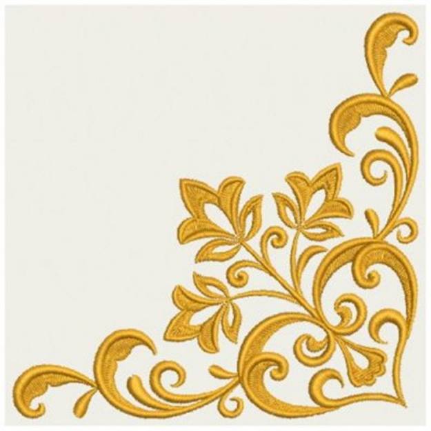 Picture of Floral Damask Corner Machine Embroidery Design