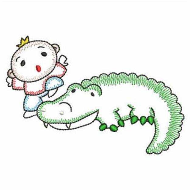 Picture of Crocodile and Child Machine Embroidery Design