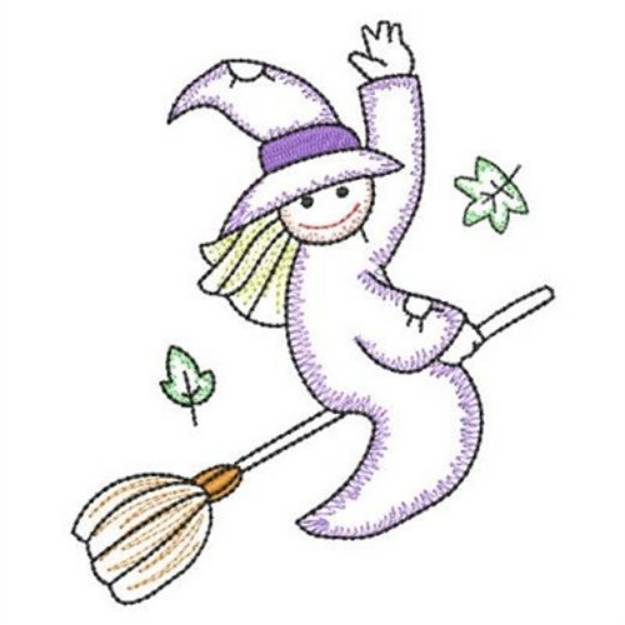 Picture of Witch on Broom Machine Embroidery Design