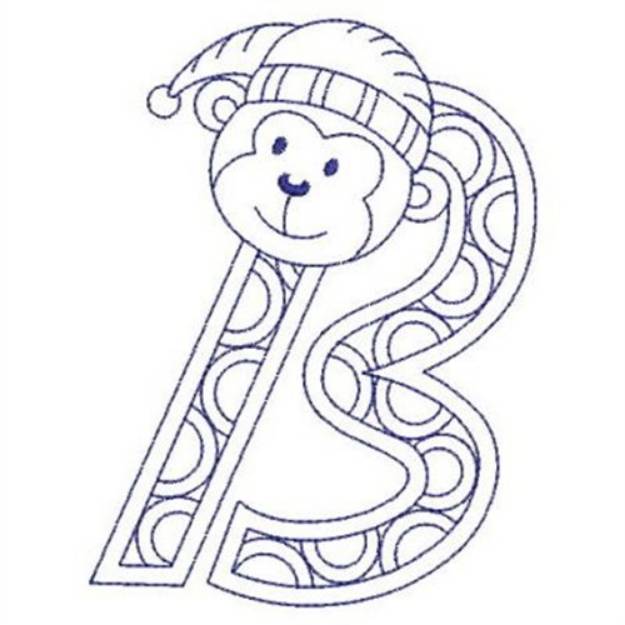 Picture of Monkey Letter B Machine Embroidery Design