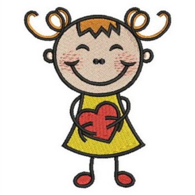 Picture of Stick Girl with Heart Machine Embroidery Design