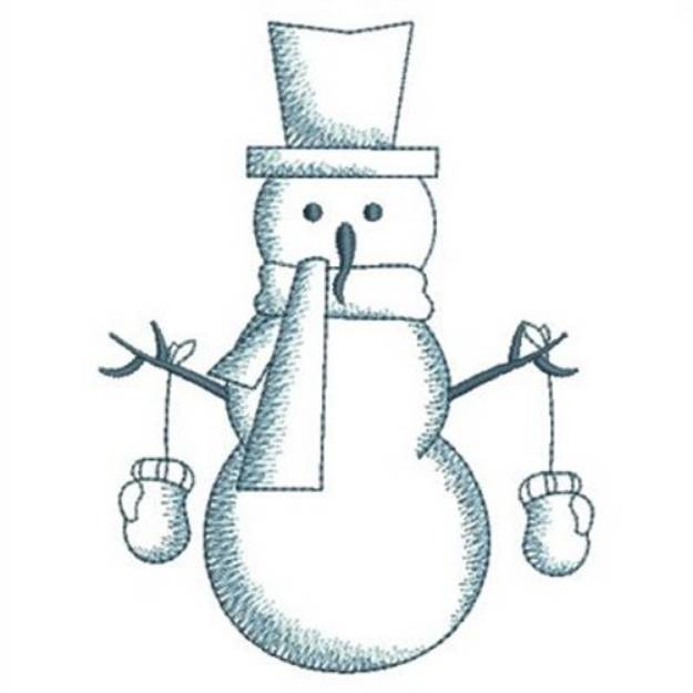 Picture of Snowman with Mittens Machine Embroidery Design