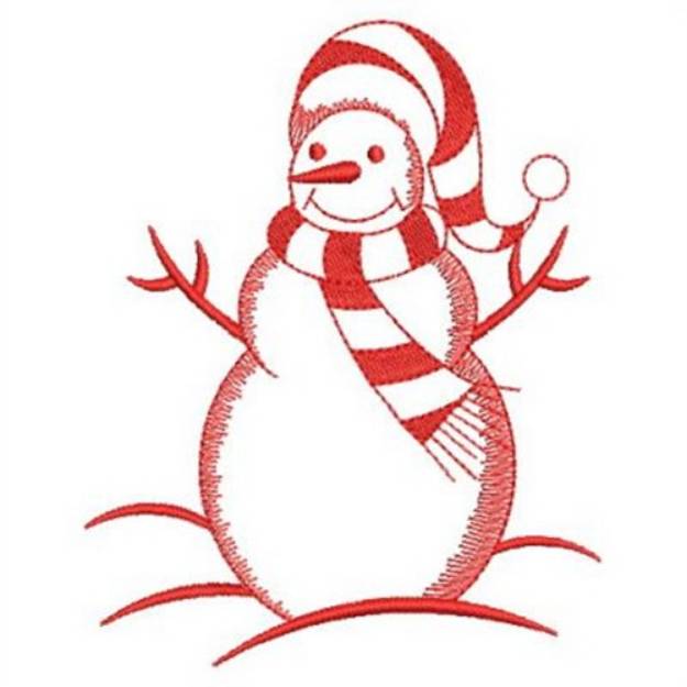 Redwork Snowman Machine Embroidery Design 