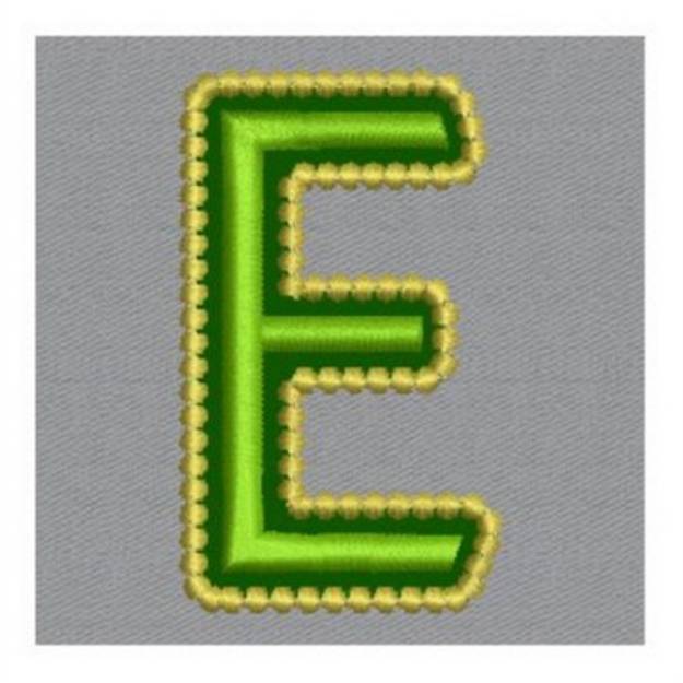 Picture of Golden Applique Letter E Machine Embroidery Design