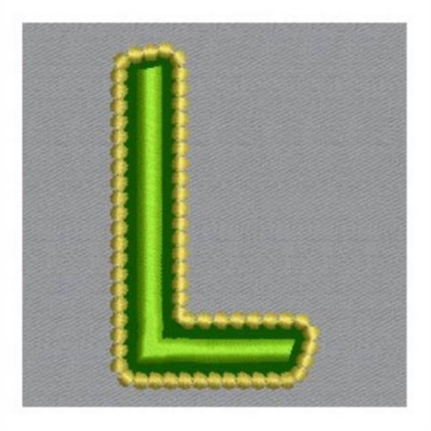 Picture of Golden Applique Letter L Machine Embroidery Design