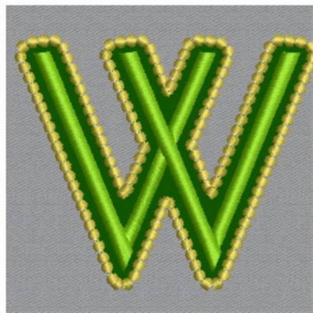 Picture of Golden Applique Letter W Machine Embroidery Design