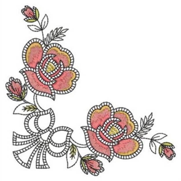 Picture of Rose Corner Machine Embroidery Design