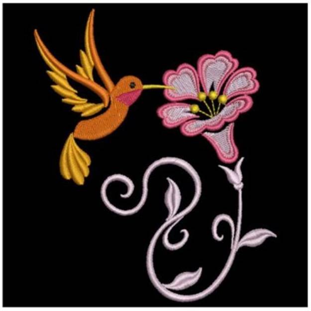 Picture of Morning Glory Hummingbird Machine Embroidery Design