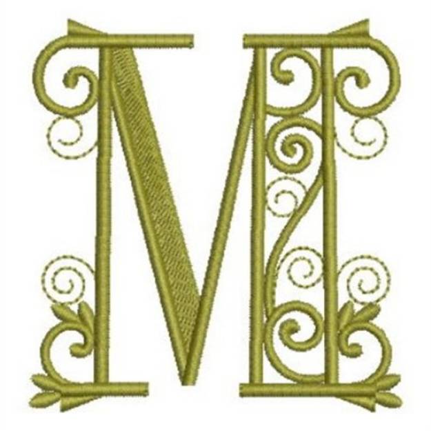 Picture of Curly Letter M Machine Embroidery Design